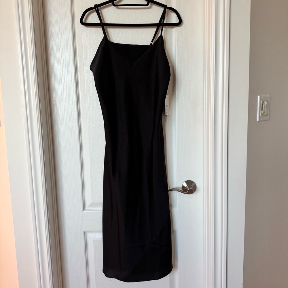 Knix Papaya Elegant Black Satin Midi Dress